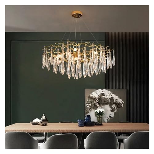 Wmmner Glass Drop Ceiling Chandeliers Led Lights Post-Modern Gold Hanging Lamps Home Decoration Compatible with Dining Room Decor,Chandelier/80Cm von Wmmner
