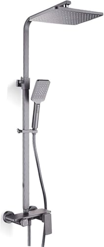 Wmmner Graues Wandmontiertes System, Messing Höhenverstellbar Mit Overhead-Kopfhahn, Duschmischer-Set Für Badezimmer Hotel, Quadrat Wmmner Graues Wandmontiertes System, Messing Höhenverstellbar Mit Overhead-Kopfhahn, Duschmischer-Set Für Badezimmer Hotel, Quadrat von Wmmner