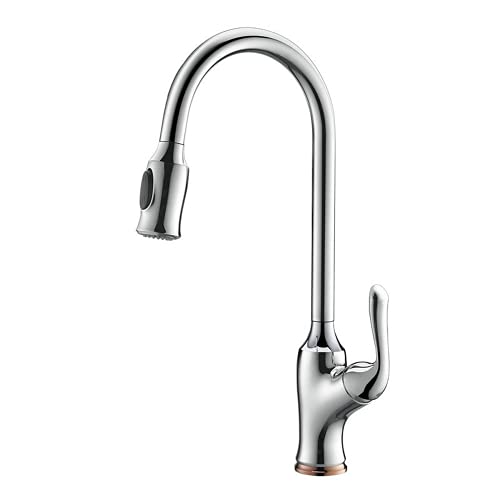 Wmmner Griff Nach Unten Sprayer, Edelstahl Gebürstet Nickel High Arc Single Hole Pull Out Spray Head Küchenspüle Wasserhahn Mit Escutcheon von Wmmner