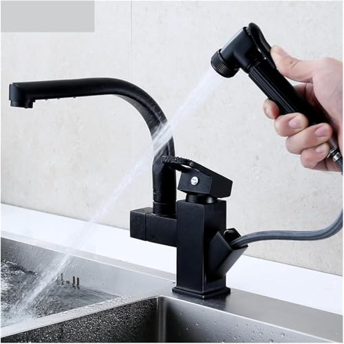 Wmmner Große Ornamente Ausziehbare Küchenspüle Wasserhahn Booster Sprüher Multifunktions-Heiß- Und Kaltmischer Wasserhahn Mitternachtsschwarz Zwei-Modus Wasserauslass Große Ornamente/Mattschwarz/a von Wmmner