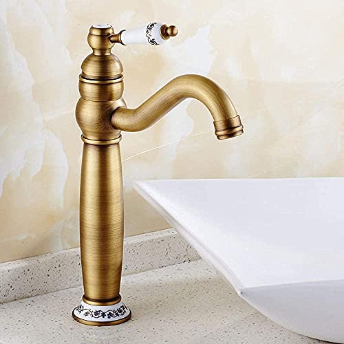 Wmmner Große Ornamente Beckenmischbatterie, Einzelgriff 360 ° Drehbarkompatibel, Antike Messing Kurze Küchenspüle Wasserhahn, Heiß- Und Kaltwasser Wasserhähne, Bleifreie Und Nickelfreie Große Ornament von Wmmner