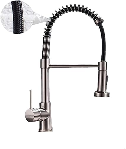 Wmmner Große Ornamente Chrom Küchenarmaturen Messing Wasserhähne Für Küchenspüle Einzelhebel Pull Down Feder Auslauf Mixer Tap Hot Kaltwasserkran Familie Große Ornamente von Wmmner