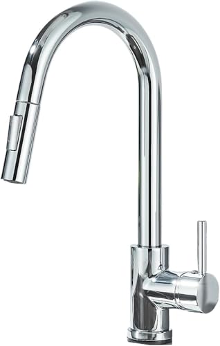 Wmmner Große Ornamente Pull-Down Küchenspüle Ausziehbare Dual-Funktion Einzelgriff Heiß- Und Kaltwasser-Mischhahn Große Ornamente/Chrom/a von Wmmner