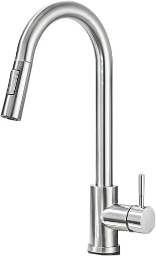 Wmmner Große Ornamente Pull-Down Küchenspüle Ausziehbare Dual-Funktion Einzelgriff Heiß- Und Kaltwasser-Mischhahn Große Ornamente/Gebürstetes Nickel/a von Wmmner