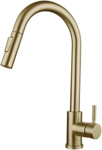 Wmmner Große Ornamente Smart Touch Ausziehschlauch Wasser 360 Grad Drehbarer Gebürsteter Mischer Wasserhahn Einzelgriff Große Ornamente/Silber/G9A16 von Wmmner