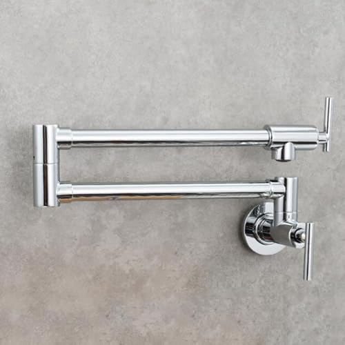 Wmmner Große Ornamente Wandmontierter Küchenhahn Nur Kaltwasserhahn Einzelloch Messing Klappschwenkspüle Wasserhahn-Gebürstetes Gold Große Ornamente/Chrom/a von Wmmner