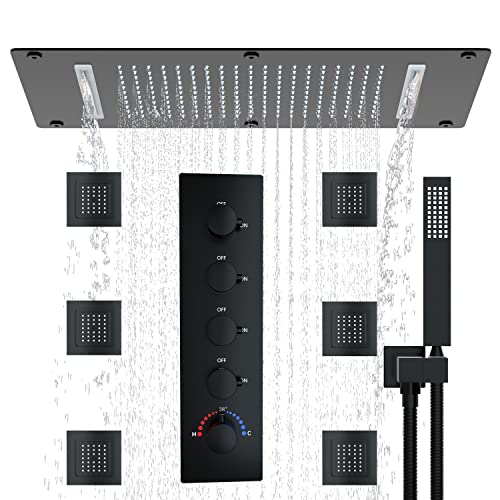Wmmner Handbrause Multifunktionales Ganzkörper-Duschsystem mit 37 x 70 cm Regenduschkopf mit 4 verstellbaren großen Körperstrahl mit Hochdruck-Handsprüher, Chrom Wmmner Handbrause Multifunktionales Ganzkörper-Duschsystem mit 37 x 70 cm Regenduschkopf mit 4 verstellbaren großen Körperstrahl mit Hochdruck-Handsprüher, Chrom von Wmmner