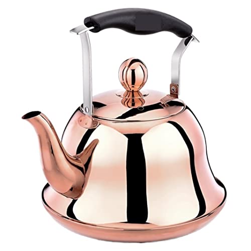 Wmmner Herd Wasserkocher, Pfeifkessel Pfeifen Herd Top Teekanne Teekanne (Silber, 2L)/Roségold/5L von Wmmner