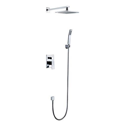 Wmmner Hochdruck-Chrom-Regendusche-Kombi-Set - 8-Zoll-Wand-Duschkopfsystem Mit Quadratischer Handbrause Für Ein Luxuriöses Badeerlebnis Ulz 001486 Luxuriöser Wandmontierter Schwarzer Messingregendusch von Wmmner