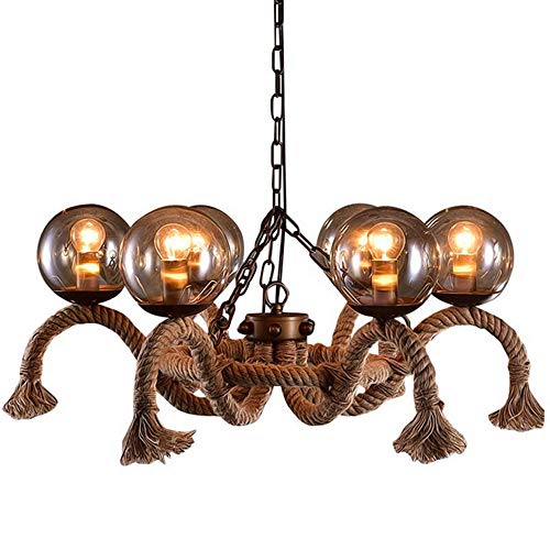 Wmmner Industrial Style 6 Kronleuchter E27*6 Land Hanf Kronleuchter Kreative Persönlichkeit Wohnzimmeresszimmer Insel Kronleuchter Retro Industrie Wind Schmiedeeisen Glas Ball Kronleuchter Flush Mount Wmmner Industrial Style 6 Kronleuchter E27*6 Land Hanf Kronleuchter Kreative Persönlichkeit Wohnzimmeresszimmer Insel Kronleuchter Retro Industrie Wind Schmiedeeisen Glas Ball Kronleuchter Flush Mount von Wmmner