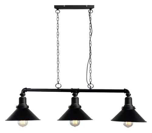 Wmmner Industrielle Wasserrohr Pendelleuchte 3 Lampe Schwarz Metall Wasserrohr V-Intage Licht Fitting Retro Deckenlampe Halter Mit Eisen, (Warmes Licht) von Wmmner