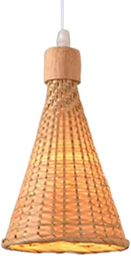 Wmmner Käfig Lampenschirm Beige Hängeleuchten Natürliche Korb Rattan Bauernhaus Kronleuchter Küstenstil Rattan Gewebte Hängende Deckenleuchte, Kronleuchter (15 * 25Cm)/Eine Farbe/15 * 25Cm von Wmmner