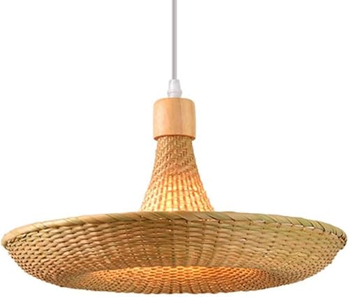 Wmmner Käfig Lampenschirm Beige Hängeleuchten Natürliche Korb Rattan Bauernhaus Kronleuchter Küstenstil Rattan Gewebte Hängende Deckenleuchte, Kronleuchter (15 * 25Cm)/Eine Farbe/36 * 17Cm von Wmmner