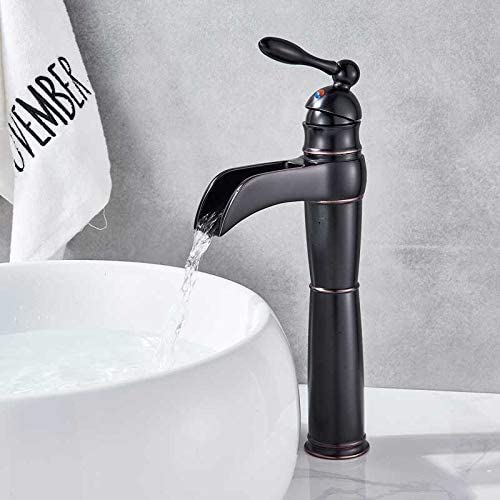 Wmmner Kitchen Sink Taps Faucets Antique Brass Basin Faucet Countertop Waterfall Spout Bathroom Sink Mixer Tap Single Handle Hot Cold Water Mixers Bronze von Wmmner