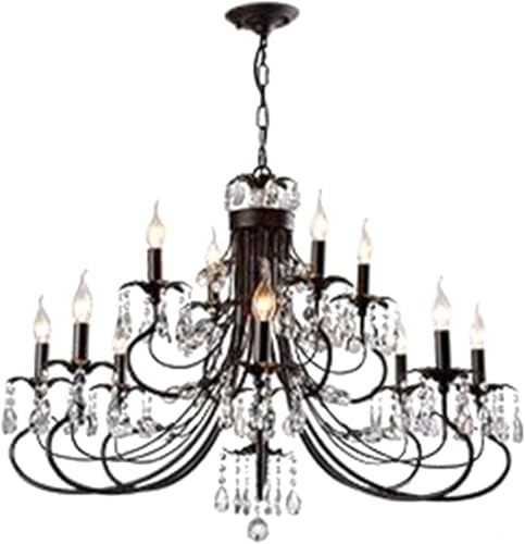 Wmmner Klassische Kristallkugel-Kronleuchter, Schwarze Deckenleuchte E14, Kettenlänge 50 Cm, Höhenverstellbare Kerzen-Pendelleuchte, Modernes Esszimmer von Wmmner