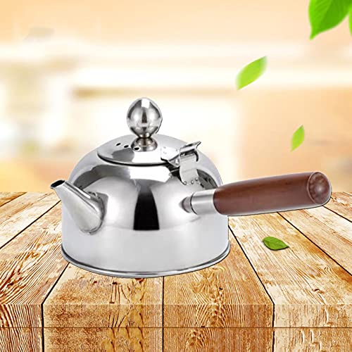 Wmmner Klassische Teekanne 680Ml Edelstahl Teekessel Holz Seitengriff Teekanne Kaffeekanne Kochkessel Geeignet Für Alle Öfen Zum Kochen Water Teekessel Teekanne (Rose Gold) von Wmmner