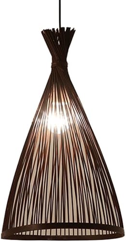 Wmmner Korb-Lampenschirm Im Boho-Stil Pendelleuchten 1Er-Pack Rattan-Käfig Wohnzimmer-Deckenleuchter Innenraum-Hängelampe Aus Weide, Moderne Esszimmer/Braun/25 cm × 40 cm von Wmmner
