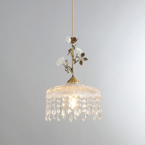 Wmmner Kronleuchter Blumen-Glas-Pendelleuchte Keramik-Dekor-Beleuchtung Ialsnd-Leuchte Höhenverstellbare Deckenleuchte Mit Glasschirm (Grey Wolf)/B von Wmmner
