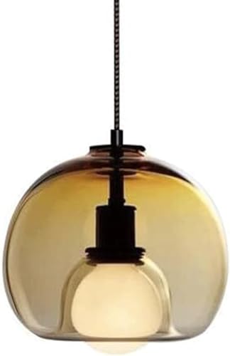 Wmmner Kronleuchter Glas Chaner Einbauleuchte Einfach-Hängelampe Personalisierter Pendelleuchter E27 Lichtquelle Deckenpendelleuchte (Zigarettenasche)/Bernstein von Wmmner
