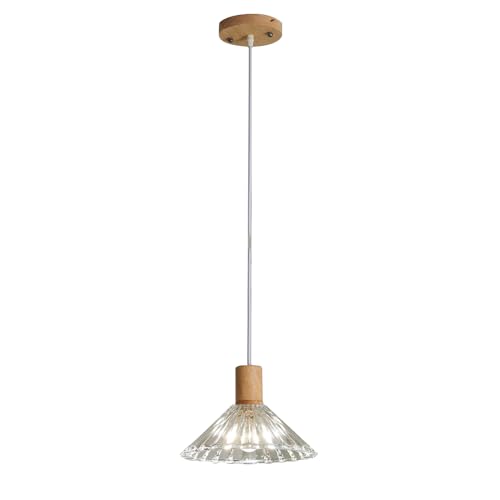 Wmmner Kronleuchter Holz-Pendelleuchte Japanische Glas-Hängelampe, Rustikaler Kronleuchter Für Das Esszimmer Im Landhausstil, E27-Sockel Glas-Pendelleuchte Für Kücheninsel (3-Licht-Lang)/1-Flammig von Wmmner