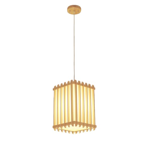 Wmmner Kronleuchter Holz-Pendelleuchte Quadratische Pendelleuchte Für Schlafzimmer Nachttisch, Japanische Holz-Esszimmer Holz-Hängelampe, Massivholz-Hängelampe Wohnzimmer-Dekorationsleuchte (D)/Grauer von Wmmner
