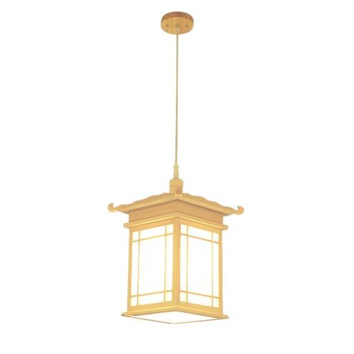 Wmmner Kronleuchter Holz-Pendelleuchte Quadratische Pendelleuchte Für Schlafzimmer Nachttisch, Japanische Holz-Esszimmer Holz-Hängelampe, Massivholz-Hängelampe Wohnzimmerdekoration (Grau Wolf)/C von Wmmner