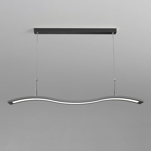 Wmmner Kronleuchter Led-Linear-Pendelleuchte Billardtischleuchte, Moderne Inselbeleuchtung Für Die Küche, Metallstreifen-Pendelleuchte, Esszimmer Wohnzimmer Büro Bar Hängeleuchten, 3000K (Noir, 120 Cm von Wmmner