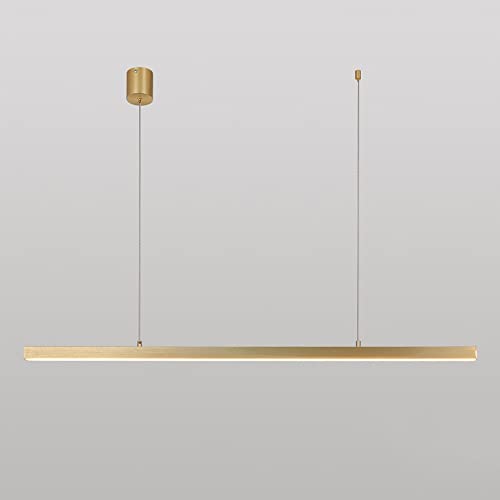 Wmmner Kronleuchter Lineare Led-Pendelleuchte Kupfer-Deckenleuchte, Postmoderne Hängeleuchte, Langer Streifen Für Esszimmer, Wohnzimmer, Küche, Büro (120 Cm) von Wmmner