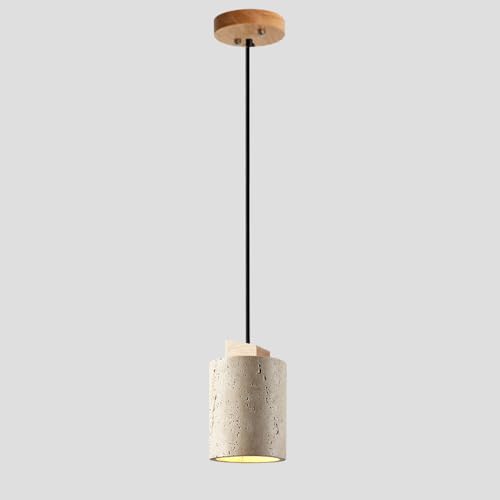 Wmmner Kronleuchter Nordic Wabi Sabi Deckenpendelleuchte Für Den Nachttisch, E27-Fassung Zylindrische Stein-Travertin-Hängeleuchte Im Landhausstil, Kücheninsel Esszimmer Massivholz-Hängelampen (Natur) Wmmner Kronleuchter Nordic Wabi Sabi Deckenpendelleuchte Für Den Nachttisch, E27-Fassung Zylindrische Stein-Travertin-Hängeleuchte Im Landhausstil, Kücheninsel Esszimmer Massivholz-Hängelampen (Natur) von Wmmner