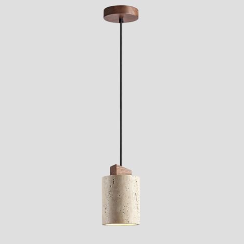Wmmner Kronleuchter Nordic Wabi Sabi Deckenpendelleuchte Für Den Nachttisch, E27-Fassung Zylindrische Stein-Travertin-Hängeleuchte Im Landhausstil, Kücheninsel Esszimmer Massivholz-Hängelampen (Natur) Wmmner Kronleuchter Nordic Wabi Sabi Deckenpendelleuchte Für Den Nachttisch, E27-Fassung Zylindrische Stein-Travertin-Hängeleuchte Im Landhausstil, Kücheninsel Esszimmer Massivholz-Hängelampen (Natur) von Wmmner