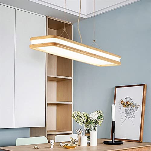 Wmmner Kronleuchter Nordische Holz-Led-Pendelleuchte Deckenleuchte Esstisch-Hängelampe, Moderne Hängelampe 24 W Für Kücheninsel, Schlafzimmer, Restaurant (3000 K)/3-Farben-Modus von Wmmner