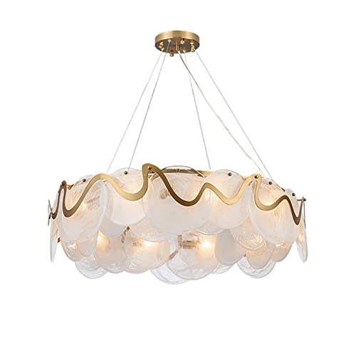 Wmmner Kronleuchter Pendelleuchten Crystal Post Moderne Runde Ovale Deckenbeleuchtung Glänzende Hängelampen Halle Für Wohnzimmer, Schlafzimmer, Esszimmer (Oval Grau Dimmbar Mit Rc)/80Cm Weiß/Neutrales von Wmmner