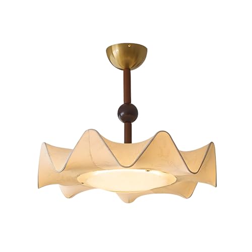Wmmner Kronleuchter Vintage-Blumenstoff-Led-Kronleuchter, 36 W, 3 Farbmodi, Einstellbare Deckenleuchte, Große Hängelampe Im Landhausstil Für Wohnzimmer, Schlafzimmer, Esszimmer, 19,6 (B)/Grauer Wolf von Wmmner