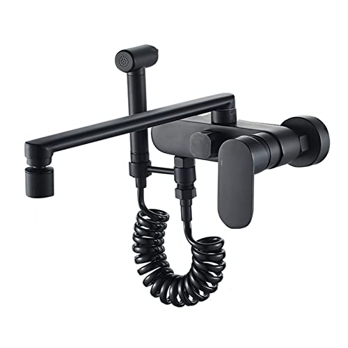 Wmmner Küchen Wasserhahn Schwarzer Wandmontierter Küchenhahn 30Cm Messing Spüle Mixer Wasserhahn Für Heißes Und Kaltes Wasser Stilvoller Kulinarischer Mixer Für Küchen &/20Cm/a von Wmmner