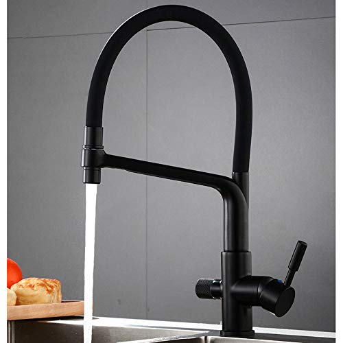 Wmmner Küchenarmatur 3-Wege-Küchenarmatur Wasserfilterhahn 360° Swivel Messingmixer Heiß- Und Kaltwasser Direkt Gereinigter Wasserspender Perfekt Für Den Heim- Und Kulinarischen Gebrauch/Nero/a von Wmmner