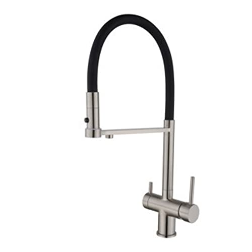 Wmmner Küchenarmatur 3-Wege-Spin Messing-Trinkwasserhahn Heiß- Und Kaltwasserfilterarmatur Küchenspüle In Grauem Gebürstetem Gold-Finish Perfekt Für Den Heim- Und Bürogebrauchulz 000849 Küchenarmatur von Wmmner