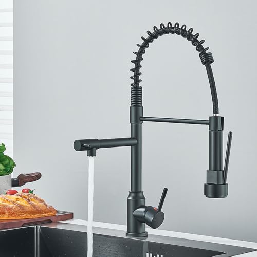 Wmmner Küchenarmatur Mattschwarz Pull-Down-Küchenarmatur 360° Drehbarer Einhand-Wasserhahn Deck Montiert Für Easy Installation Und Stilvolles Upgrade von Wmmner