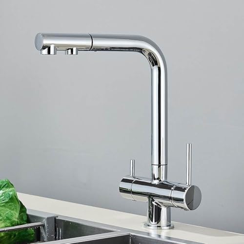 Wmmner Küchenarmatur Schwarzer Küchenarmatur Wasserreiniger 2 In 1 Flexibler Messingfilterhahn Chrom-Finish Heiß- Und Kaltmischer Ideal Für Sauberes Trinkwasser Einfache Installation./Chrom-Wasserhahn von Wmmner