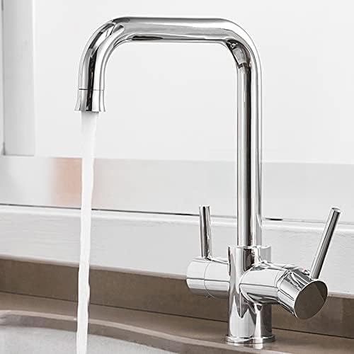 Wmmner Küchenarmatur3-Wege-Küchenspüle Mischbatterie 3 In 1 Trinkwasserfilter Wasserhahn Mit 360° Schwenkauslauf Chrom & Schwarz Finish Gereinigtes Wassersystem Für Den Heimgebrauch/Hafermehl/B von Wmmner