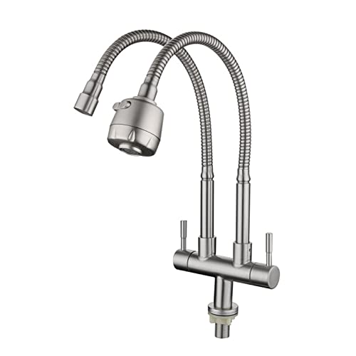 Wmmner Küchenarmaturedelstahl-Küchenarmatur 360° Swivel Single Cold Water 2 Griffe Deck Mount Brushed Finish Commercial Grade Dual Outlet Küchenspüle Wasserhahn/Kupfer/C Wmmner Küchenarmaturedelstahl-Küchenarmatur 360° Swivel Single Cold Water 2 Griffe Deck Mount Brushed Finish Commercial Grade Dual Outlet Küchenspüle Wasserhahn/Kupfer/C von Wmmner