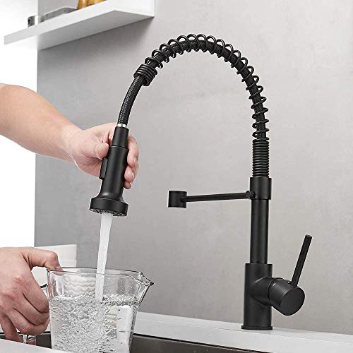 Wmmner Küchenspüle Mischbatterien Mattschwarz Küchenarmatur, Heiße Und Kalte Rotierende Frühlingsküche Haushalt Faucet Double The Co von Wmmner