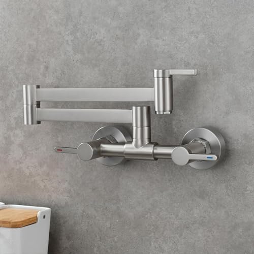 Wmmner Küchenspüle Wasserhähne Wandmontierte Messing Gefaltete Wandmontierte Wasserhähne (Grau)/Gebürstet/a von Wmmner