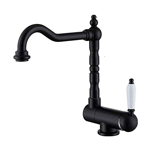 Wmmner Küchenspüle Wasserhahn 360 Grad Drehbar Retro Einhandkran Mischhahn Faltbarer Innenfenstermischer Wasserhahn, Pearlblack (Schwarz) von Wmmner