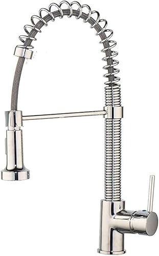 Wmmner Küchenspüle Wasserhahn 360 Grad Drehbare Feder Mit Ausziehbarem Zweimodi Sprüher Aus Massivem Messing Professioneller Einhandmixer Küchenarmatur, Chrom Ulz 001174 3-Wege-Küchenarmatur Spin Hotu von Wmmner