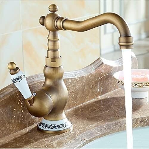 Wmmner Küchenspüle Wasserhahn Für Bar Bauernhaus Kommerziell, Küche 360 Swivel Retro Mischbatterie, Mode Antik Kupfer Heiß- Und Kaltbecken Wasserhahn Ulz 001286 Beckenmischbatterie Mit Auszugspray Bad von Wmmner