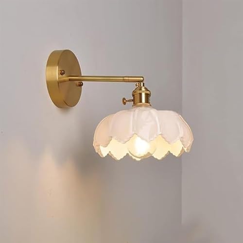 Wmmner Kupferne Wandleuchte Im Vintage-Stil, Glaswandleuchte Wandmontage V-Intage Blumen-Glasschirm, Wandleuchte Für Waschtisch, Deckenleuchte von Wmmner