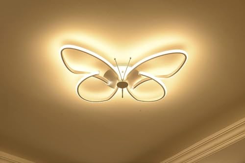Wmmner Led Decke Lampe Post-Modern Einfache Wohnzimmer Lampe Romantische Schmetterling Warme Schlafzimmer Lampe Junge Mädchen Moderne Einfache, Kronleuchter/Blau/64Cm von Wmmner
