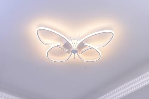 Wmmner Led Decke Lampe Post-Modern Einfache Wohnzimmer Lampe Romantische Schmetterling Warme Schlafzimmer Lampe Junge Mädchen Moderne Einfache, Kronleuchter/Warmes Licht/64Cm von Wmmner