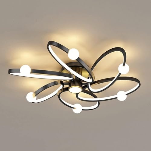 Wmmner Led Dimmbare Deckenleuchte Mit Fernbedienung Kücheninsel Lampe Esstisch - Spiral Blume Metall Acryl Decke Kronleuchter Beleuchtung, Kronleuchter (6-Lampe)/Eine Farbe/6-Lampe von Wmmner