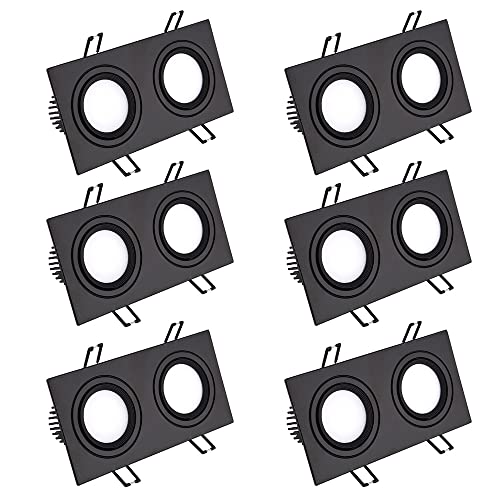 Wmmner Led Einstellbarer Winkel Downlight Retrofit Can Lights 6Er-Pack, Drehbarschwarze 2 Köpfe Einbauleuchten 10W, 14W, 20W, 30W, 40W, 60W Gimbal Wafer Lampe Decke Potlight, Quadratische Scheinwerfer Wmmner Led Einstellbarer Winkel Downlight Retrofit Can Lights 6Er-Pack, Drehbarschwarze 2 Köpfe Einbauleuchten 10W, 14W, 20W, 30W, 40W, 60W Gimbal Wafer Lampe Decke Potlight, Quadratische Scheinwerfer von Wmmner